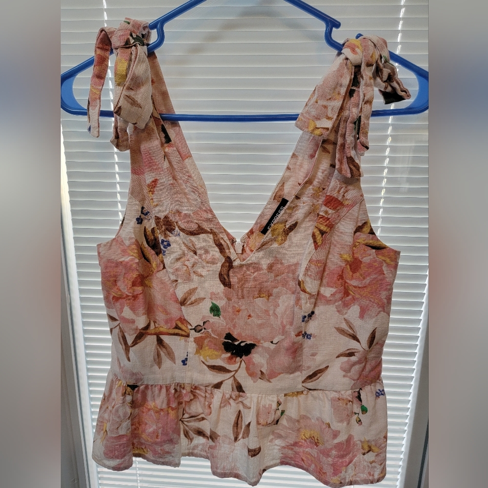 Express Pink and Cream Floral Blouse